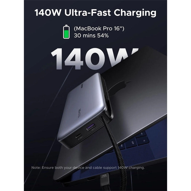 Ugreen Nexode 25000mAh Type-C USB Power Bank With Built-in Type-C Cable 55995B Grey