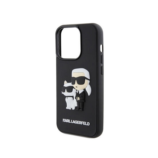 Karl Lagerfeld 3D Rubber Case NFT Karl & Choupette for iPhone 15 Pro KLHCP15L3DRKCNK Black