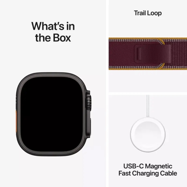 Apple Watch Ultra 4 GPS 49mm Black Titanium Case with Burgundy Trail Loop