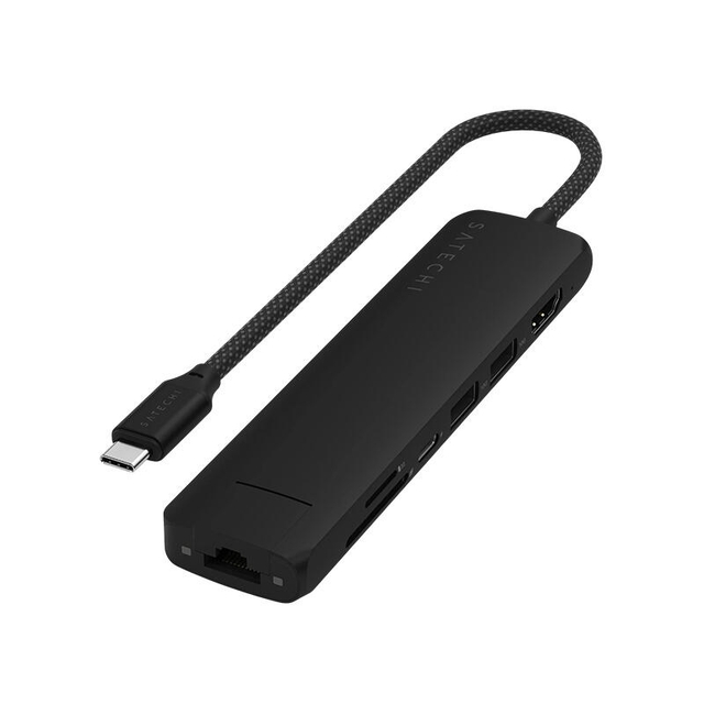 Satechi 7-in-1 USB-C Slim Multiport Adapter with Ethernet ST-P7SK Black