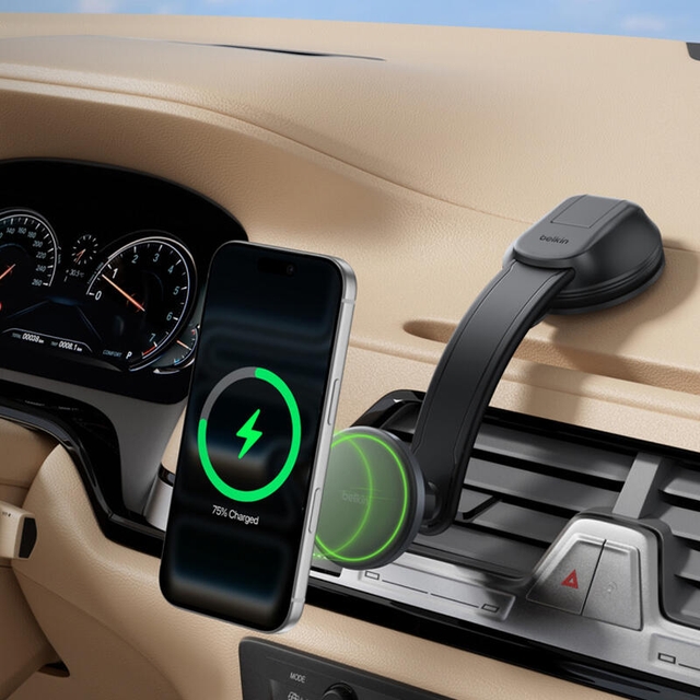 Belkin BoostCharge Magnetic Wireless Charging Car Dash Mount 15W WIC012hqBK Black
