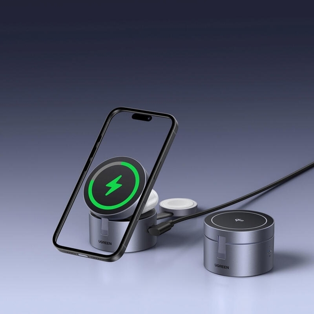 Ugreen Magflow Qi2.2 15W 3in1 Wireless Charger 65148 Grey