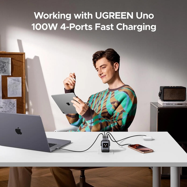 Ugreen Nexode Uno RobotGaN 100W Wall Charger 45515B Grey