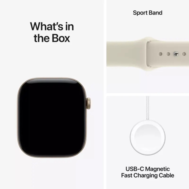 Apple Watch Series 12 GPS 46mm Light Gold Aluminium Case with Sand Sport Band