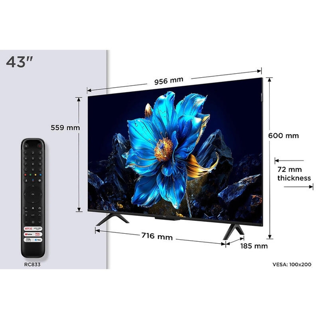 TCL TV 43P7K Black