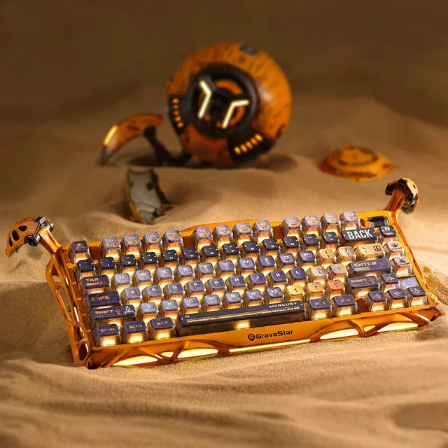 GravaStar Gaming Keyboard Special Edition Mercury K1 Pro 75% Wireless Mechanical Battle Worn Yellow
