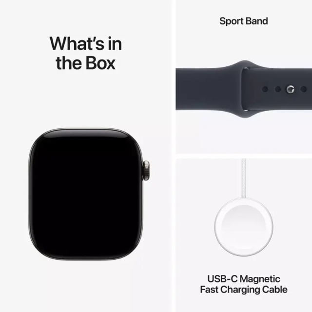 Apple Watch Series 12 GPS 46mm Natural Titanium Case with Navy Blue Sport Band