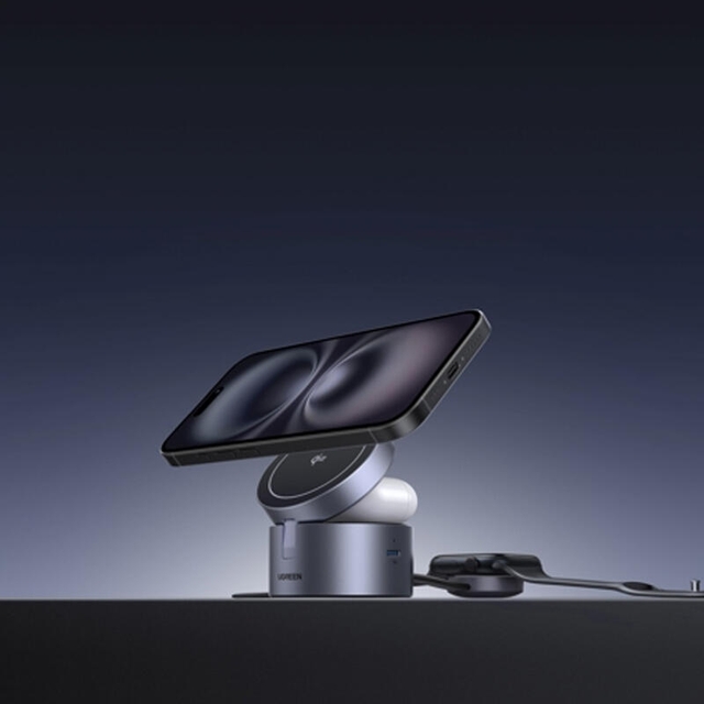 Ugreen Magflow Qi2.2 15W 3in1 Wireless Charger 65148 Grey