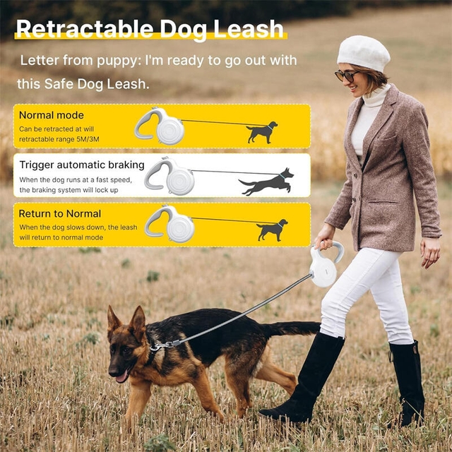 Petsuper Retractable Leash PL03 White