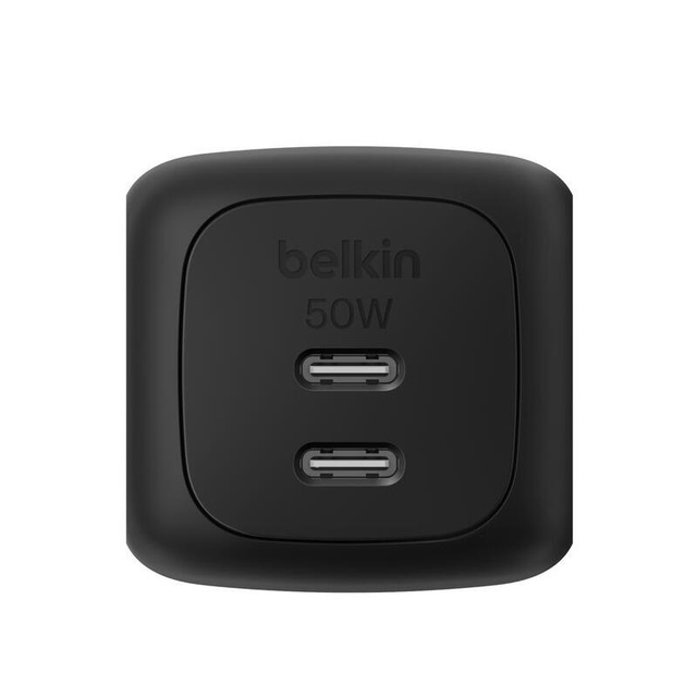 Belkin 50W Dual USB-C GaN Wall CHarger With PPS WCH019kqBK Black