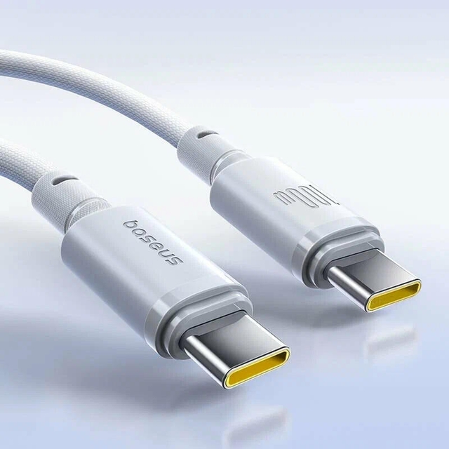 Baseus New Braided Fast Charging Cable USB-C to USB-C 100W 1m E0426V01 Moon White