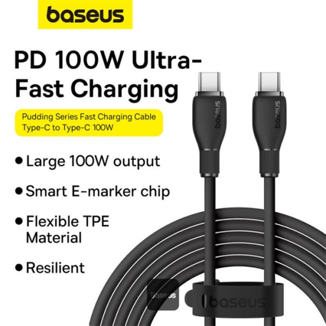 Baseus Pudding Series Fast Charging Cable Type-C to Type-C 100W 1.2m P10355702111-B1 Cluster Black