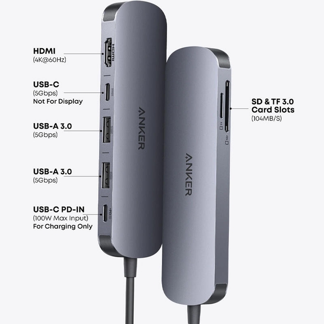 Anker USB-C Hub 7in1 A83D2HA1 Gray