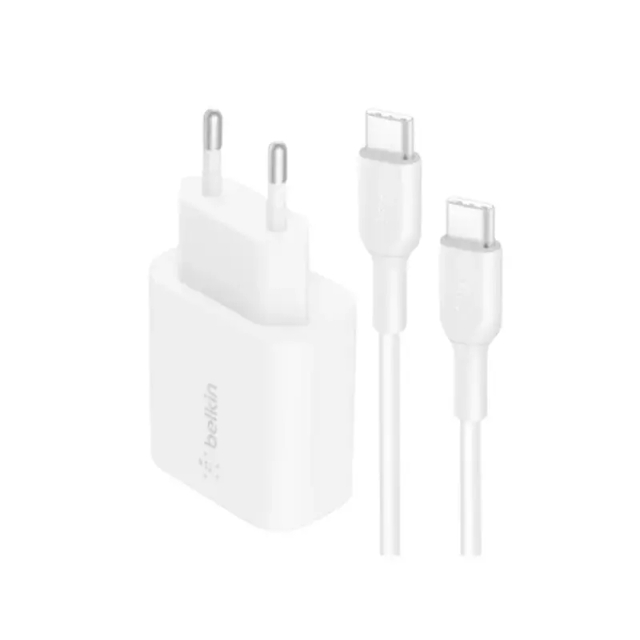Belkin USB-C Wall Charger 25W + 1M USB-C to USB-C Cable WCA004vf1MWH-B6 White