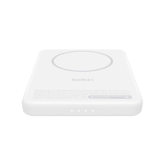 Belkin Slim Magnetic Wireless Power Bank Qi2 15W 5000mAh With Stand BPD011HQWH White