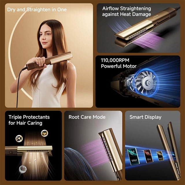 Dreame Aero Straight 2-in-1 Hair Dryer & Straightener Gold