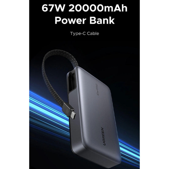 Ugreen Nexode 20000mAh Type-C USB Power Bank with Built-in Cable 85166B