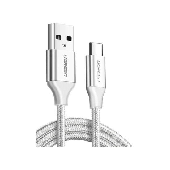Ugreen USB-A 2.0 to USB-C Cable Nickel Plating Aluminum Braid 1m 60131 White