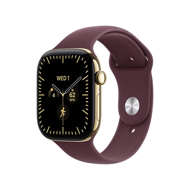 Apple Watch Series 12 GPS 46mm Radiant Gold Titanium Case with Burgundy Sport Band