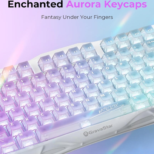 GravaStar Gaming Keyboard Mercury K1 Lite 80keys WL GSK1LITE_XTAL_AUROA Crystal Aurora