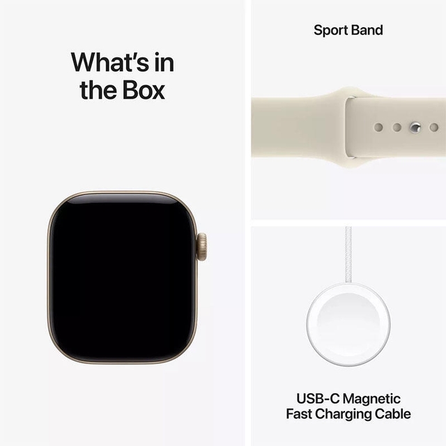 Apple Watch Series 12 GPS 42mm Light Gold Aluminium Case with Sand Sport Band
