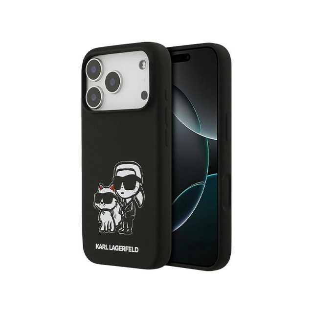 Karl Lagerfeld Hc Magsafe Silicone W/ K&C Sketch Logo  Iphone 17 Pro KLHMP17LSKCGRGOK Black