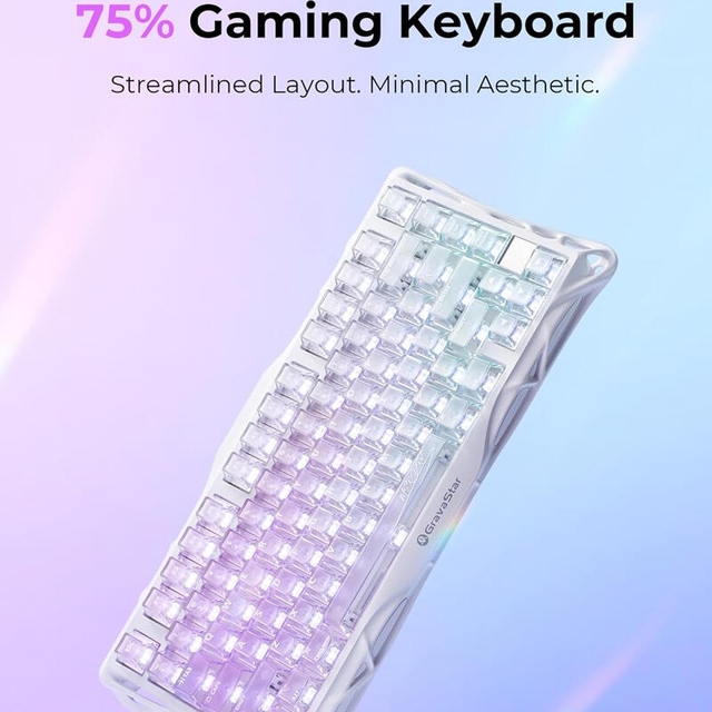 GravaStar Gaming Keyboard Mercury K1 Lite 80keys WL GSK1LITE_XTAL_AUROA Crystal Aurora