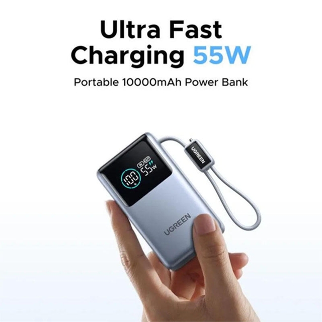 Ugreen Nexode Pro 10000mAh Type-C USB Power Bank With Built-in Type-C Cable 75701B