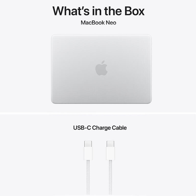 Apple Macbook Neo 13 inch 2026 MHFC4B/A A18 Pro Chip 6c CPU 5c GPU 8GB/512GB W/O Charger Silver