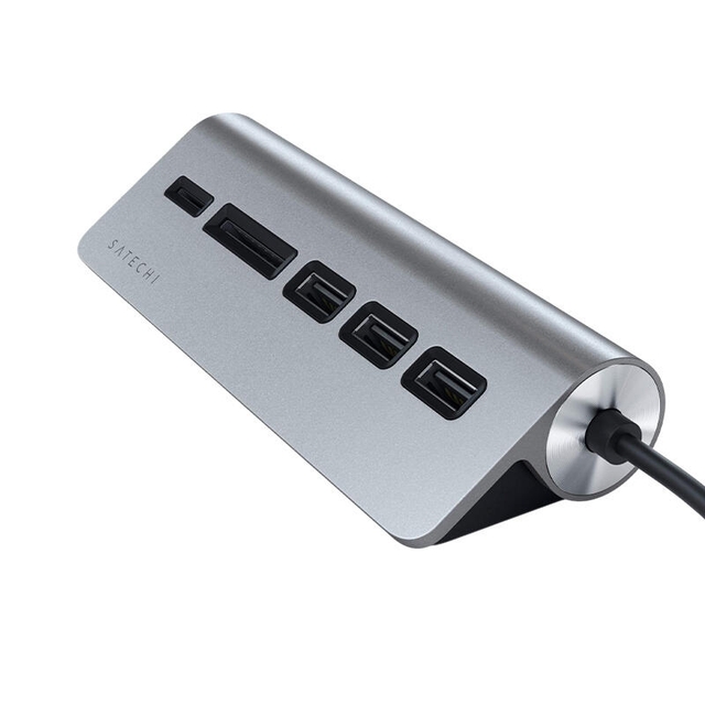 Satechi Type-C Aluminum USB 3.0 Hub & Card Reader ST-TCHCRM Space Grey