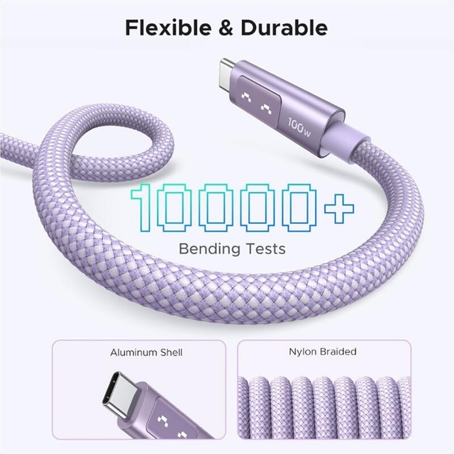 Ugreen Uno 100W Type-C to Type-C Fast Charging Cable 2m 65216 Purple