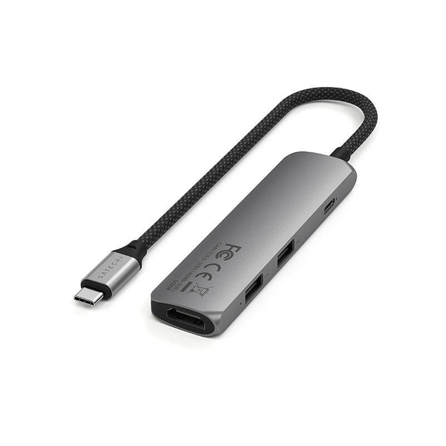 SATECHI 4-in-1 USB-C Slim Multiport Adapter 4K Space Grey