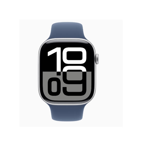 Apple Watch Series 10 GPS 42mm Silver Aluminum Case With Denim Sport Band MWWA3 S/M