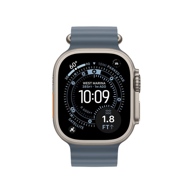 Apple Watch Ultra 3 49mm Natural Titanium Case With Anchor Blue Ocean Band MEWH4