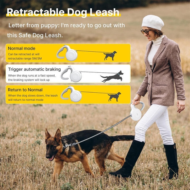 Petsuper Retractable Leash PL02 White