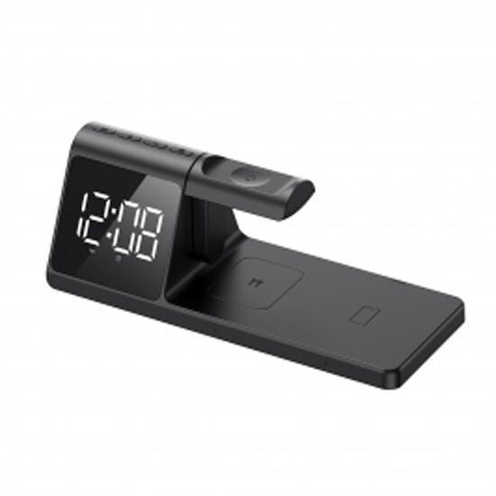 Havit W3042  Wireless Charger 15W With Alarm Clock Black