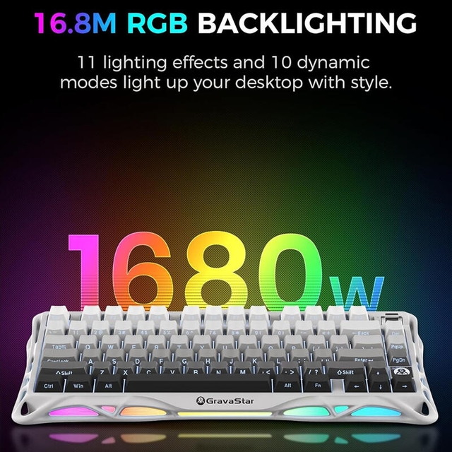 GravaStar Gaming Keyboard Mercury K1 75% Wireless Mechanical Gradient White