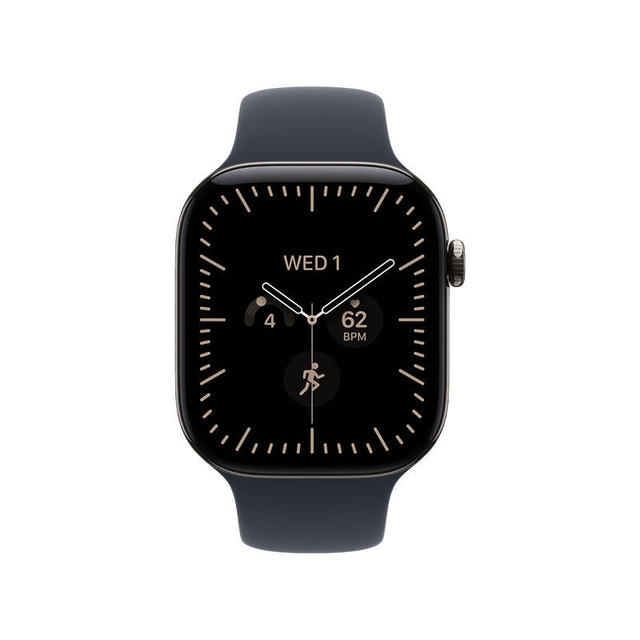 Apple Watch Series 12 GPS 46mm Natural Titanium Case with Navy Blue Sport Band