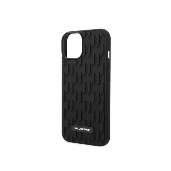 Karl Lagerfeld Case 3D Rubber Monogram Pattern MetalLogo iPhone 14 Plus KLHCP14MRUPKLPK Black