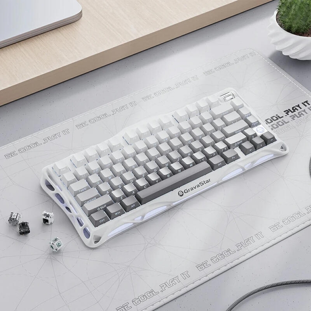GravaStar Gaming Keyboard Mercury K1 75% Wireless Mechanical Gradient White