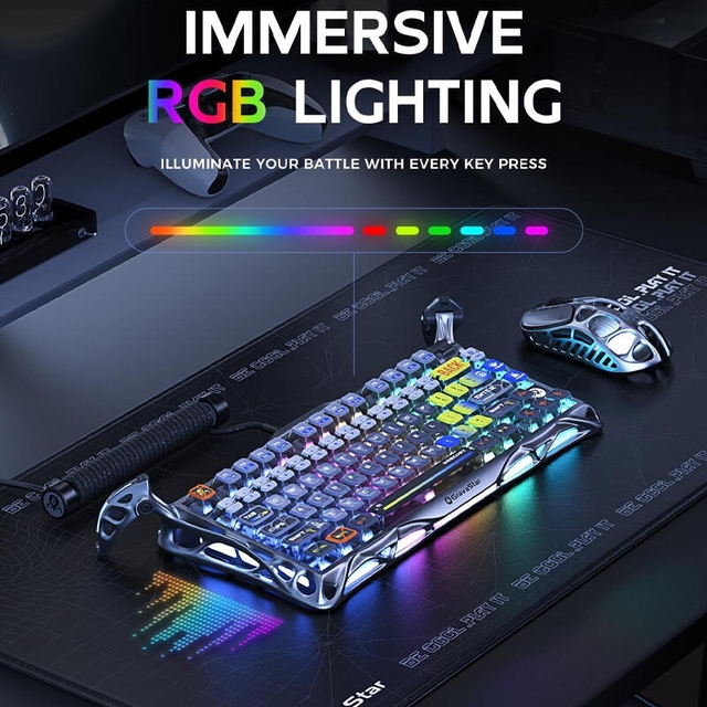 GravaStar Gaming Keyboard Mercury K1 Pro 75% Wireless Mechanical Interstellar Silver