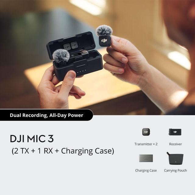 DJI Mic 3 2 TX plus 1 RX plus Charging Case Grey