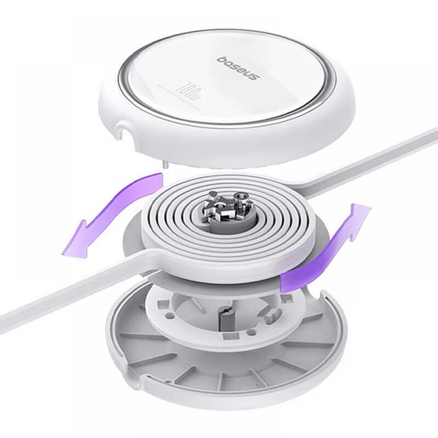 Baseus Free2Draw Mini Retractable Charging Cable Type-C to Type-C 100W 1m P10364500211-00 Moon White