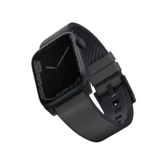 Uniq Straden Waterproof Leather Hybrid Apple Watch Strap 45/44/42Mm Grey
