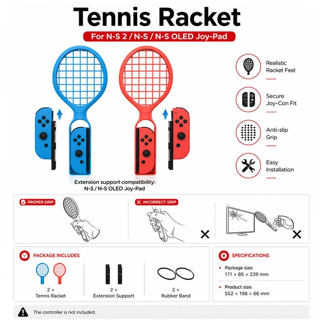 DOBE Switch 2 Tennis Racket 2pcs TNS-3181 Black