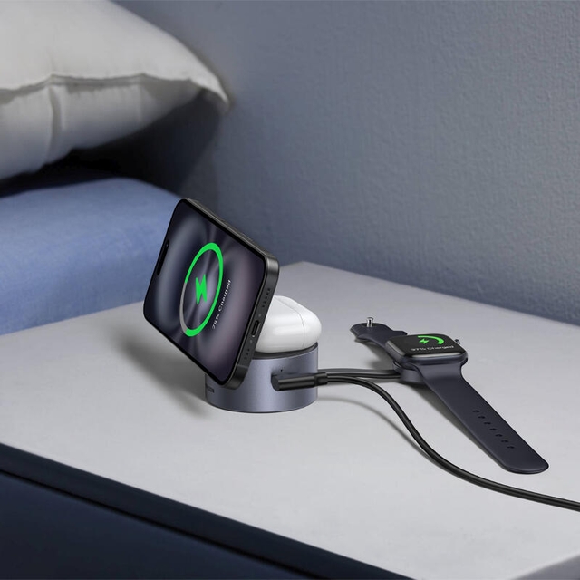 Ugreen Magflow Qi2.2 15W 3in1 Wireless Charger 65148 Grey