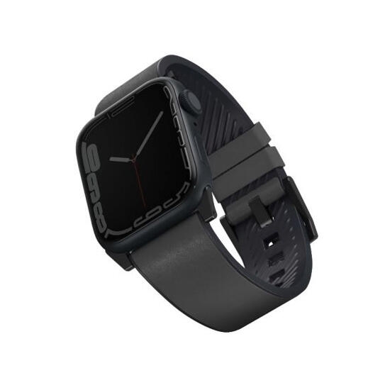 Uniq Straden Waterproof Leather Hybrid Apple Watch Strap 45/44/42Mm Black