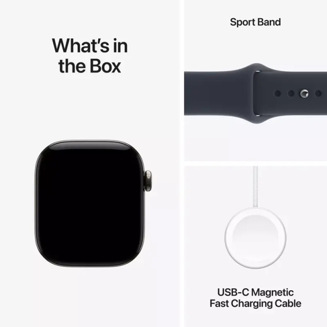Apple Watch Series 12 GPS 42mm Natural Titanium Case with Navy Blue Sport Band