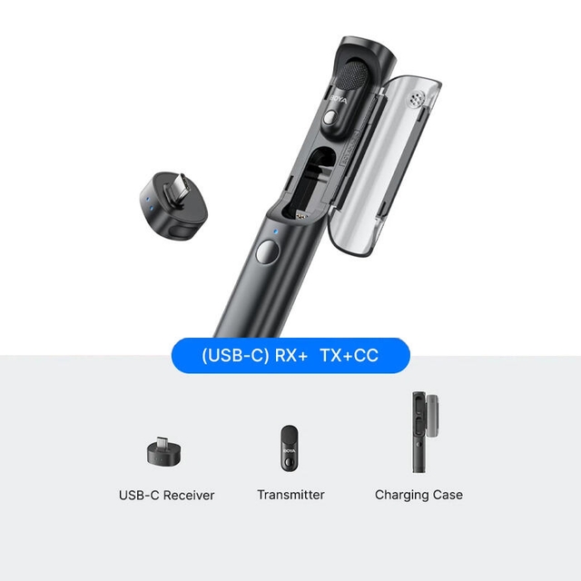 BOYA Magic 07 Transformable Al-Powered Mini Wireless Microphone Black