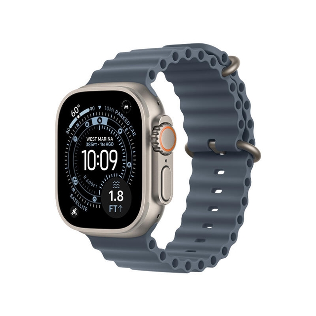 Apple Watch Ultra 3 49mm Natural Titanium Case With Anchor Blue Ocean Band MEWH4